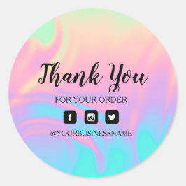 ホログラフィーUnicornステッカー。エレガンスと調和 ラウンドシール