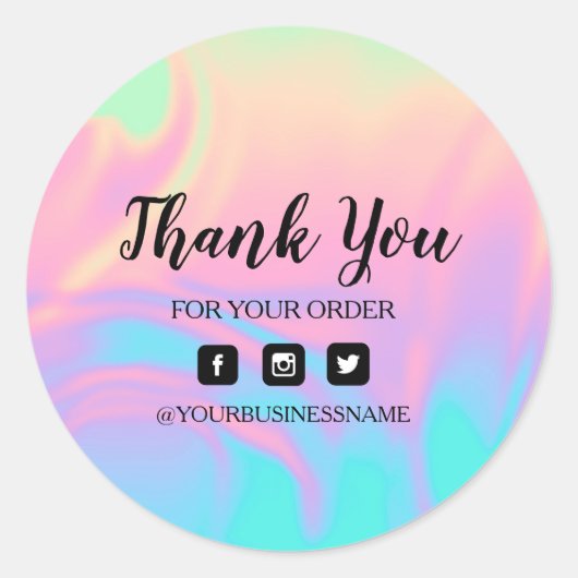 ホログラフィーUnicornステッカー。エレガンスと調和 ラウンドシール (正面)