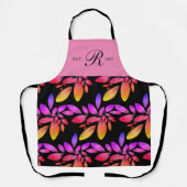 ホログラフィーUnicorn植物株モノグラムの エプロン (正面)