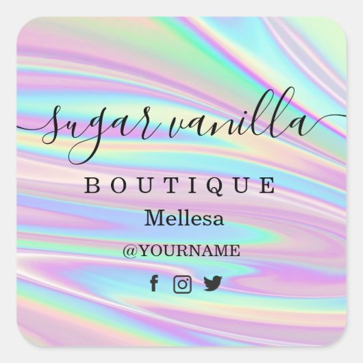 ホログラフィーUnicorn正方形シール スクエアシール (正面)