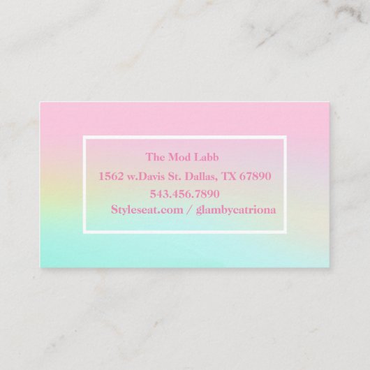 ホログラフィーUnicorn 名刺 (裏面)