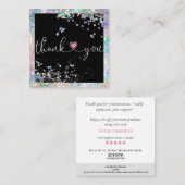 ホログラフィ感謝していックのスクリプトハート スクエア名刺 (正面/裏面)