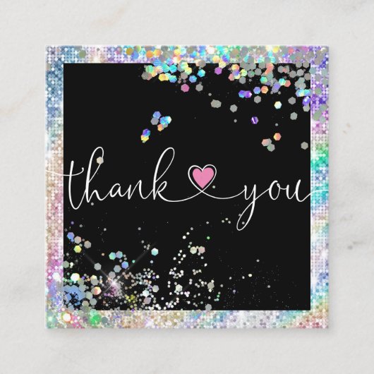 ホログラフィ感謝していックのスクリプトハート スクエア名刺 (正面)