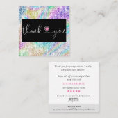 ホログラフィ感謝していックのスクリプトハート スクエア名刺 (正面/裏面)