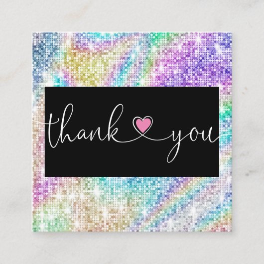 ホログラフィ感謝していックのスクリプトハート スクエア名刺 (正面)