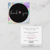 ホログラフィ感謝していックのスクリプトハート スクエア名刺 (正面/裏面)