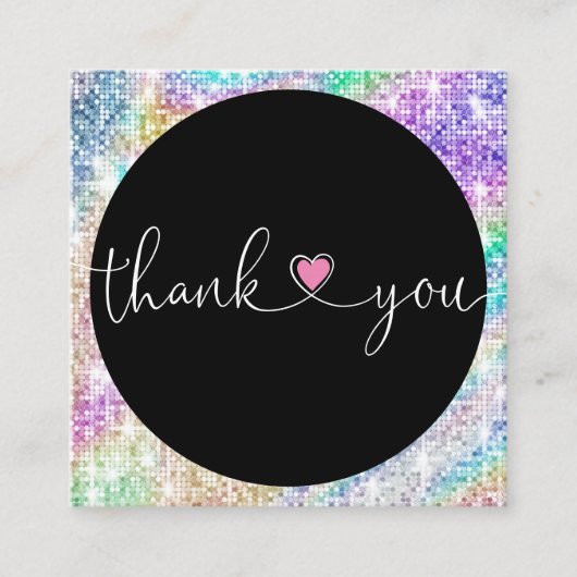 ホログラフィ感謝していックのスクリプトハート スクエア名刺 (正面)