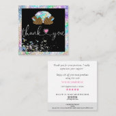 ホログラフィ感謝していックのスクリプトハート スクエア名刺 (正面/裏面)