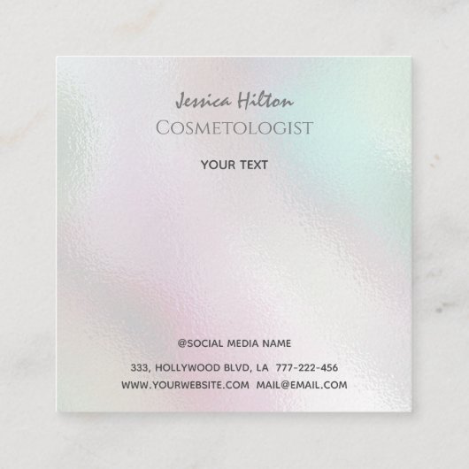 ホログラフィ気にックスキンバタフライ分散ロゴ スクエア名刺 (裏面)