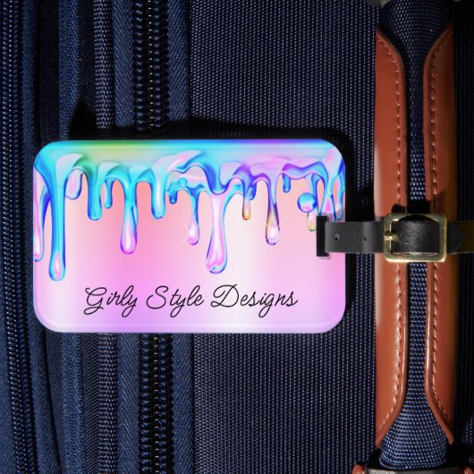 ホログラフィ絵を描ックドリップパステルレインボーグラデーション ラゲッジタグ (正面インサイチュ4)