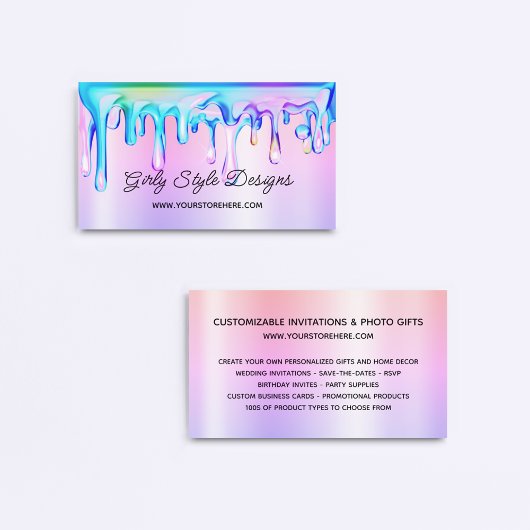 ホログラフィ絵を描ックドリップパステルレインボーグラデーション 名刺