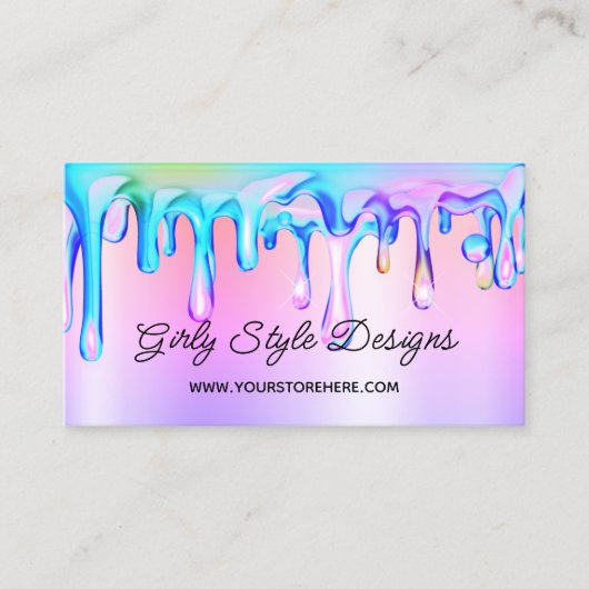 ホログラフィ絵を描ックドリップパステルレインボーグラデーション 名刺 (正面)