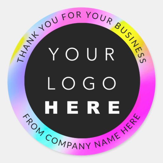 ホログラフカスタムロゴ名くもの巣ピンクエ感謝していロー ラウンドシール (正面)