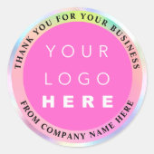 ホログラフカスタムロゴ名くもの巣ピンクサンキュークラス ラウンドシール (正面)