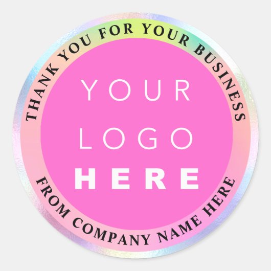 ホログラフカスタムロゴ名くもの巣ピンクサンキュークラス ラウンドシール (正面)