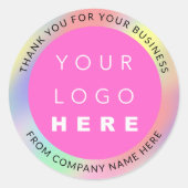 ホログラフカスタムロゴ名くもの巣ピンク感謝していモダンク ラウンドシール (正面)