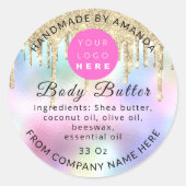 ホログラフカスタムロゴ名体ドライ気にプ ラウンドシール (正面)