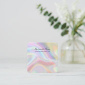 ホログラフカッコいいモダンィックイヤリングカードホルダー正方形 スクエア名刺 (スタンド正面)