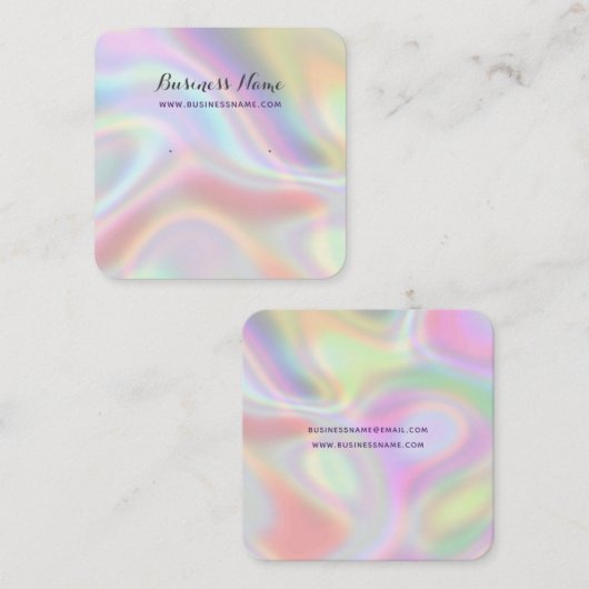 ホログラフカッコいいモダンィックイヤリングカードホルダー正方形 スクエア名刺 (正面/裏面)