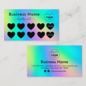 ホログラフカラフルブラックハート追加ロゴ美しい ロイヤリティカード (正面/裏面)