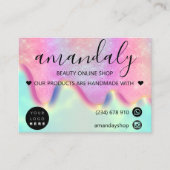 ホログラフショップありがとうお割引ピンクマーメイド 名刺 (正面)