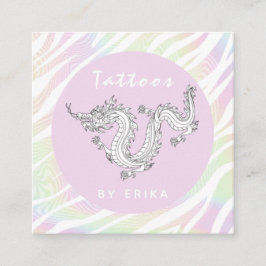 ホログラフタイガーストライプホワイトドラゴンタトゥーアーティスト スクエア名刺