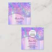 ホログラフドリップソープピンクロゴマーメイドワックス爪、 ネイル スクエア名刺 (正面/裏面)