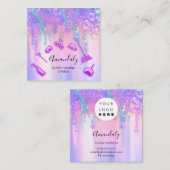 ホログラフドリップソープピンクロゴ清掃用メイド スクエア名刺 (正面/裏面)