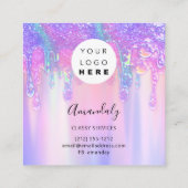 ホログラフドリップ化粧品爪、 ネイルピンクのロゴワックス スクエア名刺 (裏面)