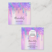 ホログラフドリップ化粧品爪、 ネイルピンクロゴ美しいS スクエア名刺 (正面/裏面)