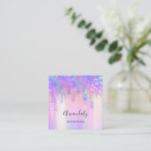 ホログラフドリップ化粧品爪、 ネイルピンクロゴ美しいS スクエア名刺 (スタンド正面)