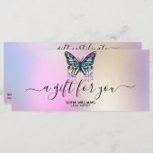 ホログラフバタフライ証明書ギフトカード追加ロゴ (正面/裏面)