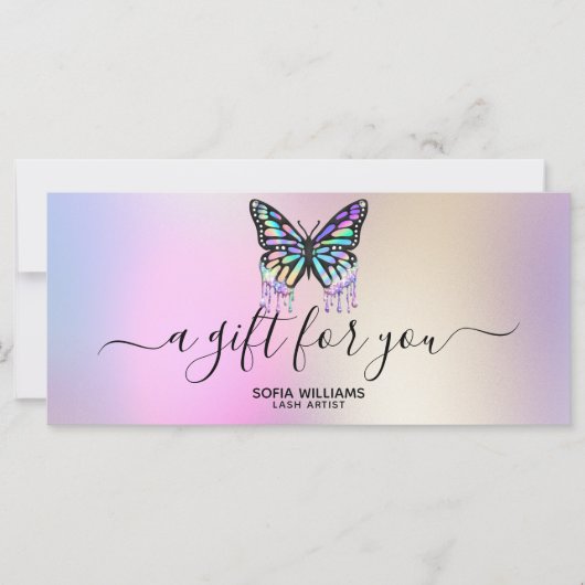 ホログラフバタフライ証明書ギフトカード追加ロゴ (正面)