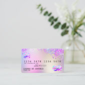 ホログラフパステルユニコーンモダンクレジットカードスタイル 名刺 (スタンド正面)