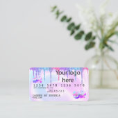 ホログラフパステルユニコーンモダンクレジットカードロゴ 名刺 (スタンド正面)