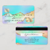 ホログラフパステルレインボーアゲートユニコーンクレジットカード 名刺 (正面/裏面)