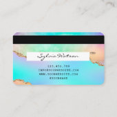 ホログラフパステルレインボーアゲートユニコーンクレジットカード 名刺 (裏面)