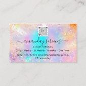 ホログラフブティックショップドリップQRコードロゴブルー 名刺 (裏面)