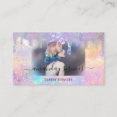 ホログラフブティックショップドリップQRロゴフォトヘア 名刺 (正面)