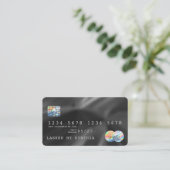 ホログラフブラックフォイルモダンクレジットカードスタイル 名刺 (スタンド正面)