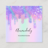 ホログラフブルードリップ化粧品爪、 ネイルカスタムロゴ スクエア名刺 (正面)