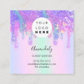 ホログラフブルードリップ化粧品爪、 ネイルカスタムロゴ スクエア名刺 (裏面)