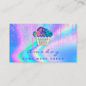 ホログラフベーカリーホームメイドケーキロゴマフィンピンク 名刺 (正面)