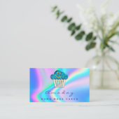 ホログラフベーカリーホーム製ケーキロゴマフィンティール(緑がかった色) 名刺 (スタンド正面)