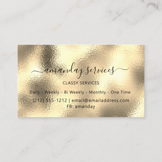 ホログラフメイクアップブティックショップユニコーン金ゴールドドリップ 名刺 (裏面)