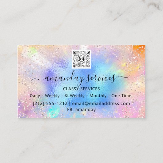 ホログラフメイクアップラッシュブティック金ゴールドワックスドリップQR 名刺 (裏面)
