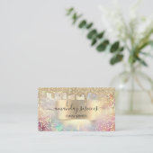 ホログラフメイクアップラッシュブティック金ゴールド爪、 ネイルドリップ 名刺 (スタンド正面)