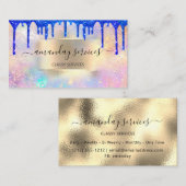 ホログラフメイクアップ金ゴールドフレームブティックショップドリップ 名刺 (正面/裏面)