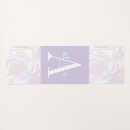 ホログラフモダンパステル抽象芸術モノグラム ヨガマット (裏面(横))