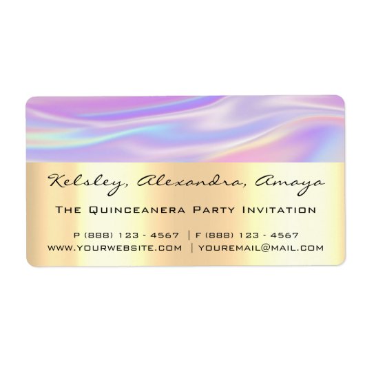 ホログラフユニコーン金ゴールドブライダルパープルスウィート16th ラベル (正面)